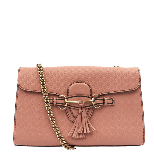 Gucci Shoulder Bag Emily Chain Shoulder Bag - Small in Pink, Leather — Front View
