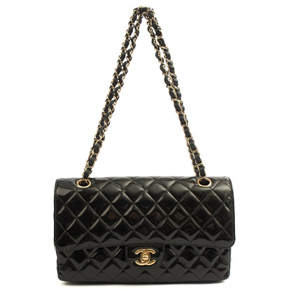 Chanel Shoulder Bag Classic Double Flap - Medium in Black, Patent Leather — Lifestyle View