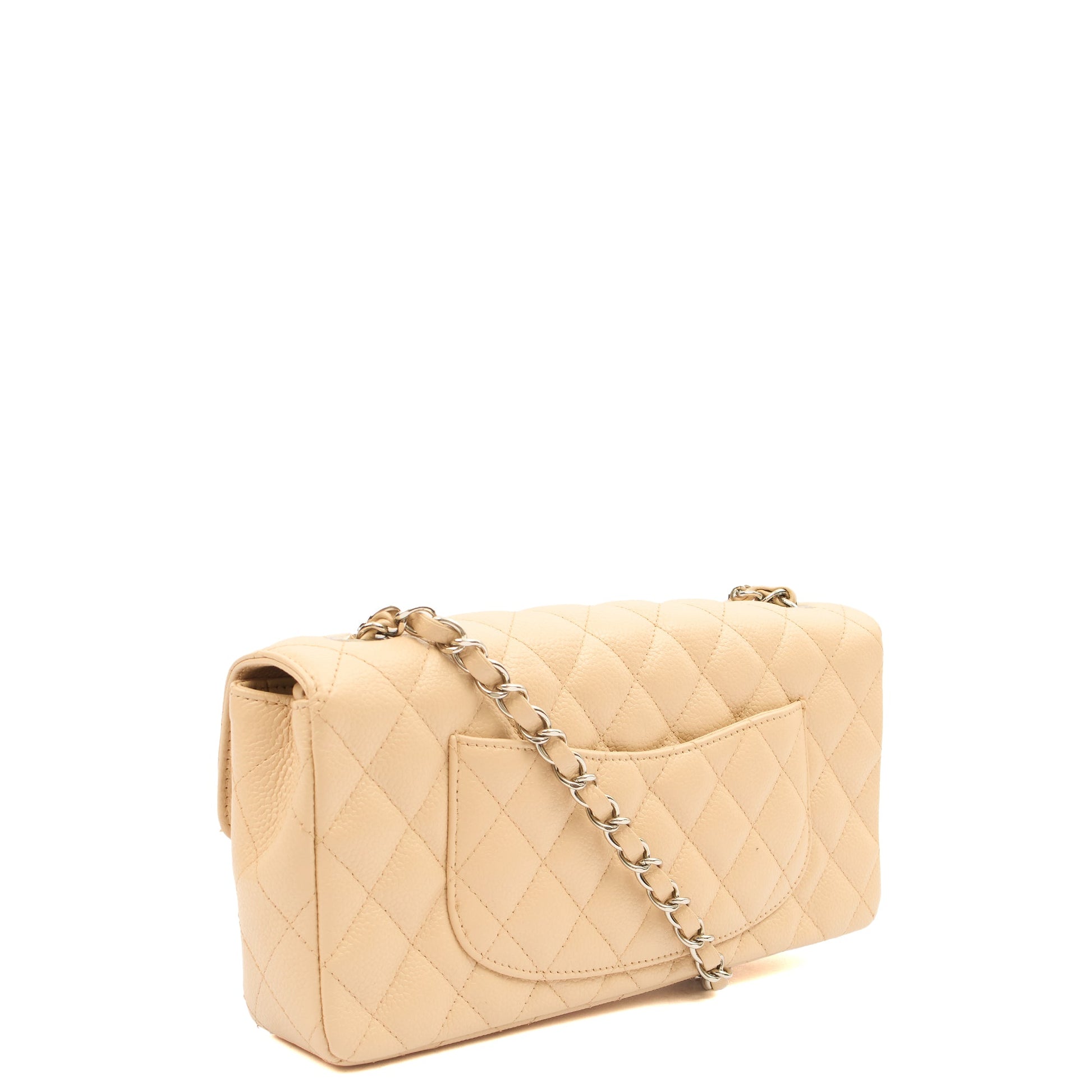 Chanel Shoulder Bag Classic - East West in Neutral, Caviar Leather — Alternate View 11