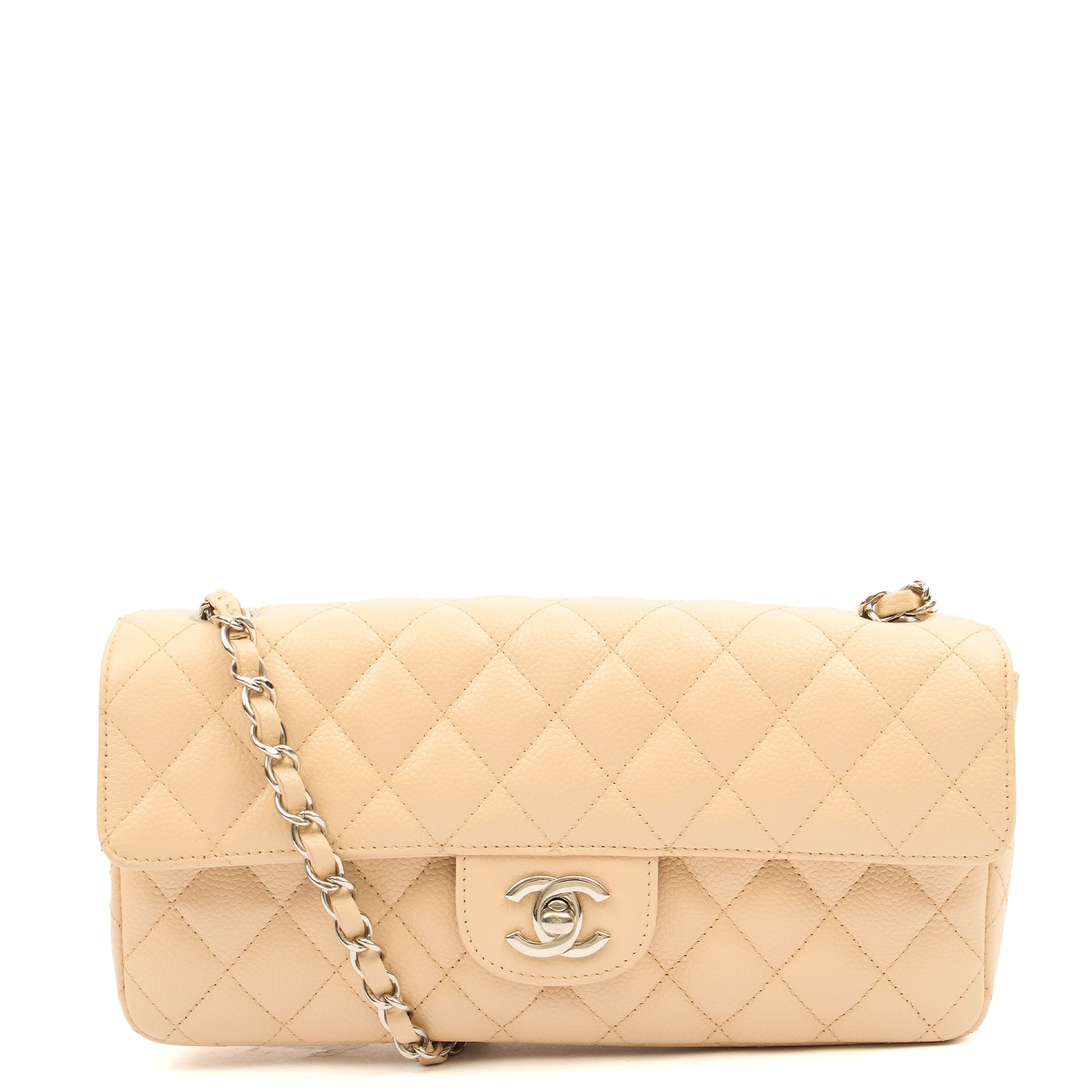 Chanel Shoulder Bag Classic - East West in Neutral, Caviar Leather — Alternate View 10