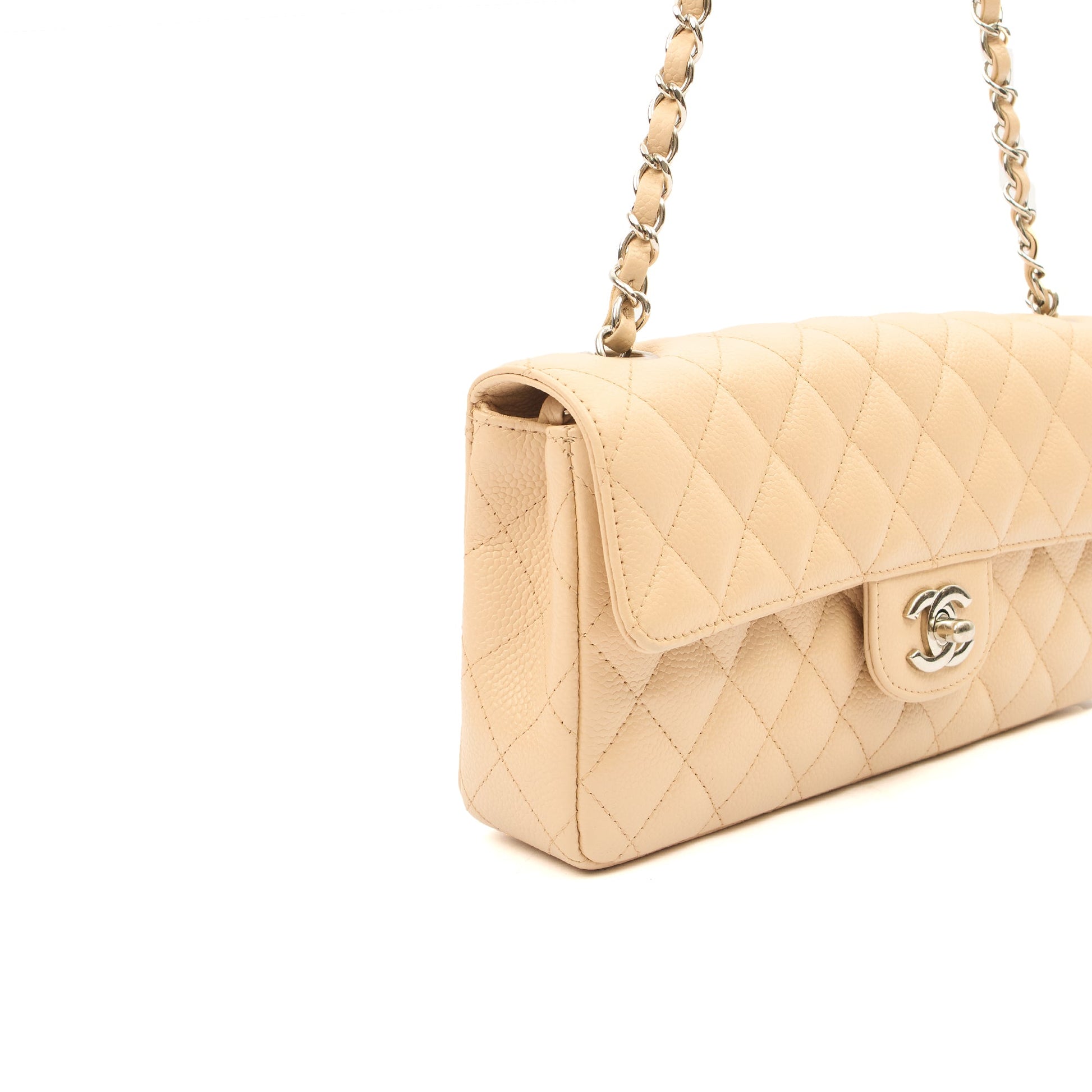 Chanel Shoulder Bag Classic - East West in Neutral, Caviar Leather — Alternate View 16