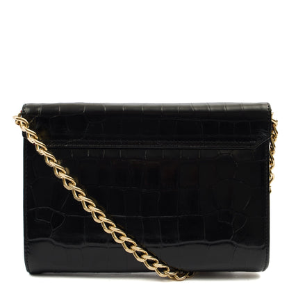 Aspinal of London Shoulder Bag Mayfair - Midi in Black, Exotic Effect Leather — Alternate View 10