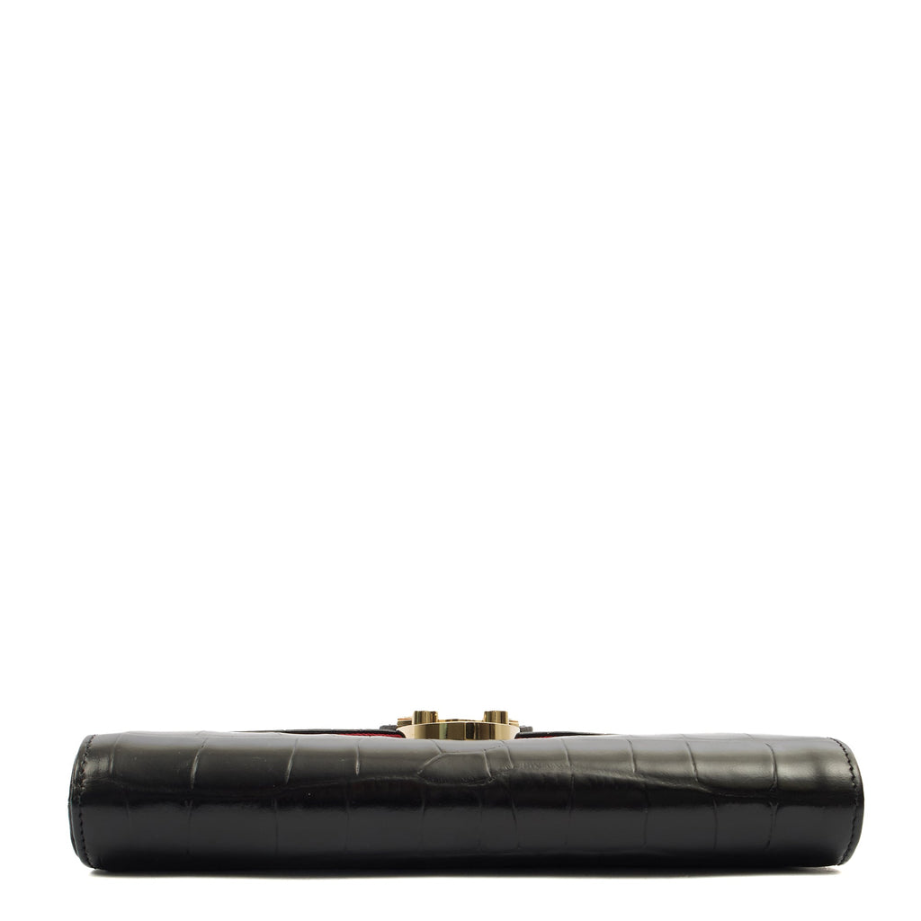 Aspinal of London Shoulder Bag Mayfair - Midi in Black, Exotic Effect Leather — Top View