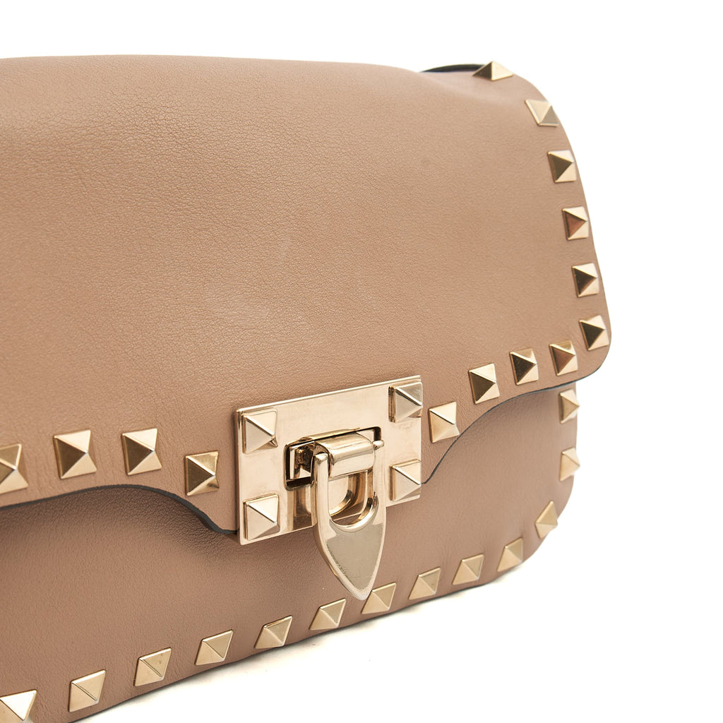 Valentino Cross Body Rockstud Chain Wallet in Neutral, Calfskin — Lifestyle View