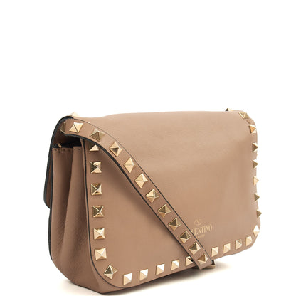 Valentino Cross Body Rockstud Chain Wallet in Neutral, Calfskin — Side View