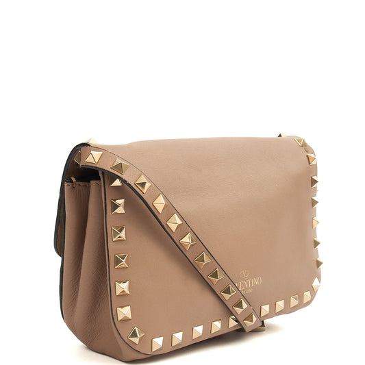 Valentino Cross Body Rockstud Chain Wallet in Neutral, Calfskin — Side View