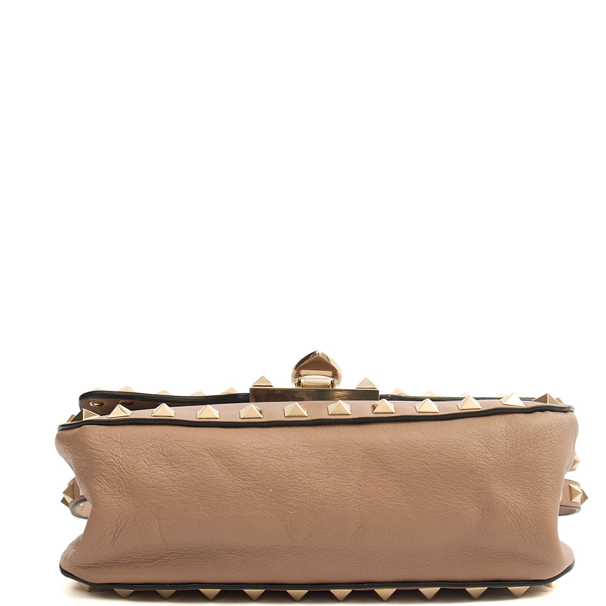 Valentino Cross Body Rockstud Chain Wallet in Neutral, Calfskin — Top View