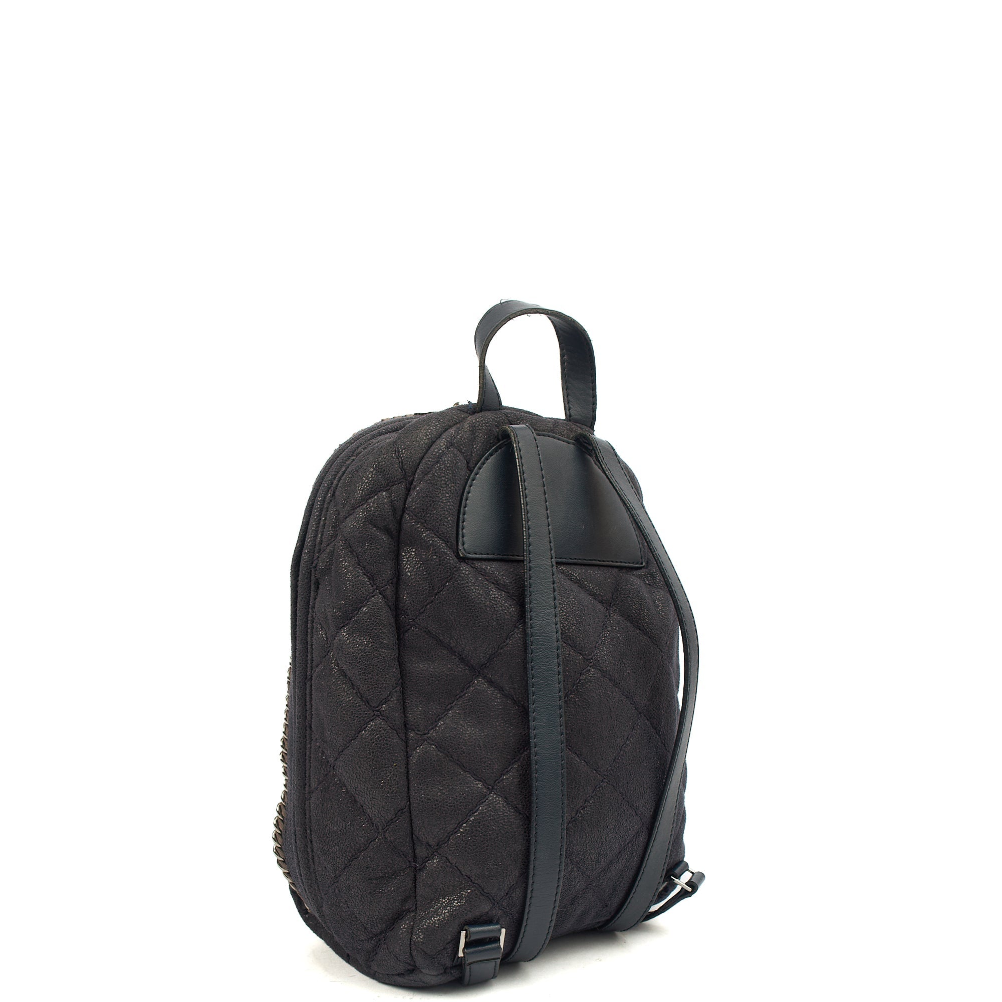 Stella McCartney Backpack Falabella Go Backpack in Black, Vegan Leather — Side View