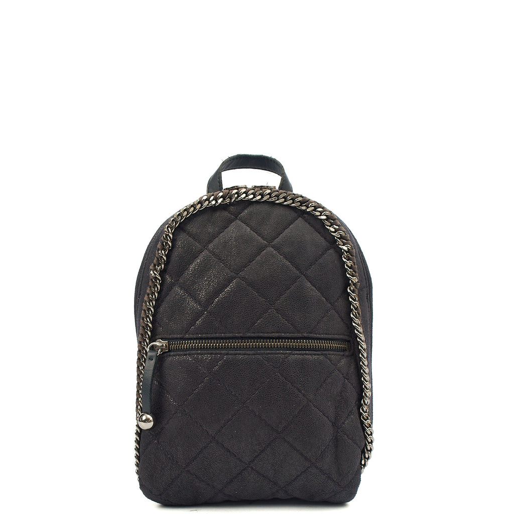 Stella McCartney Backpack Falabella Go Backpack in Black, Vegan Leather — Front View