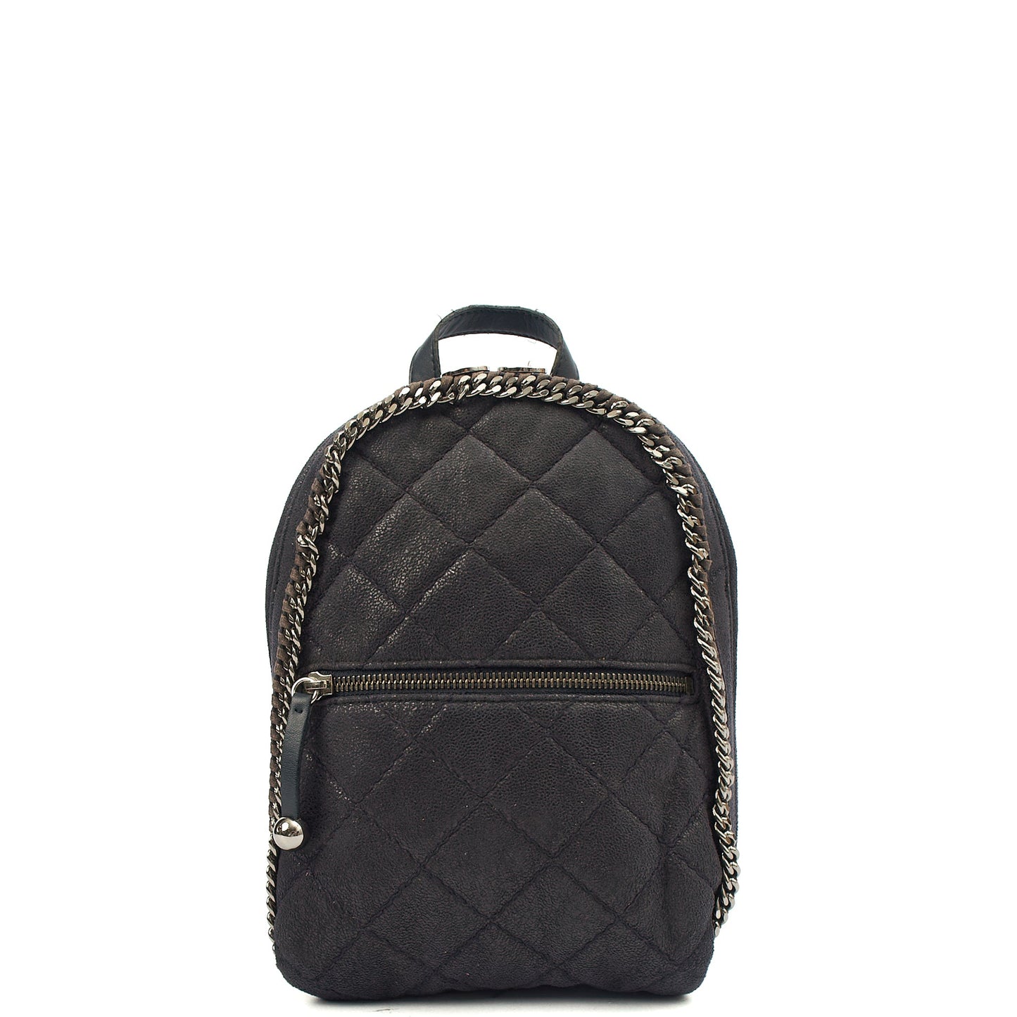 Stella McCartney Backpack Falabella Go Backpack in Black, Vegan Leather — Front View