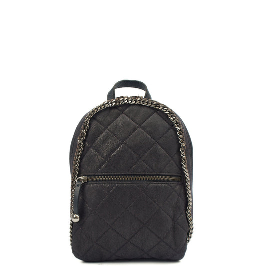 Stella McCartney Backpack Falabella Go Backpack in Black, Vegan Leather — Front View