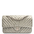 Chanel Shoulder Bag Classic Double Flap - Medium in Metallic, Patent Leather — Front View