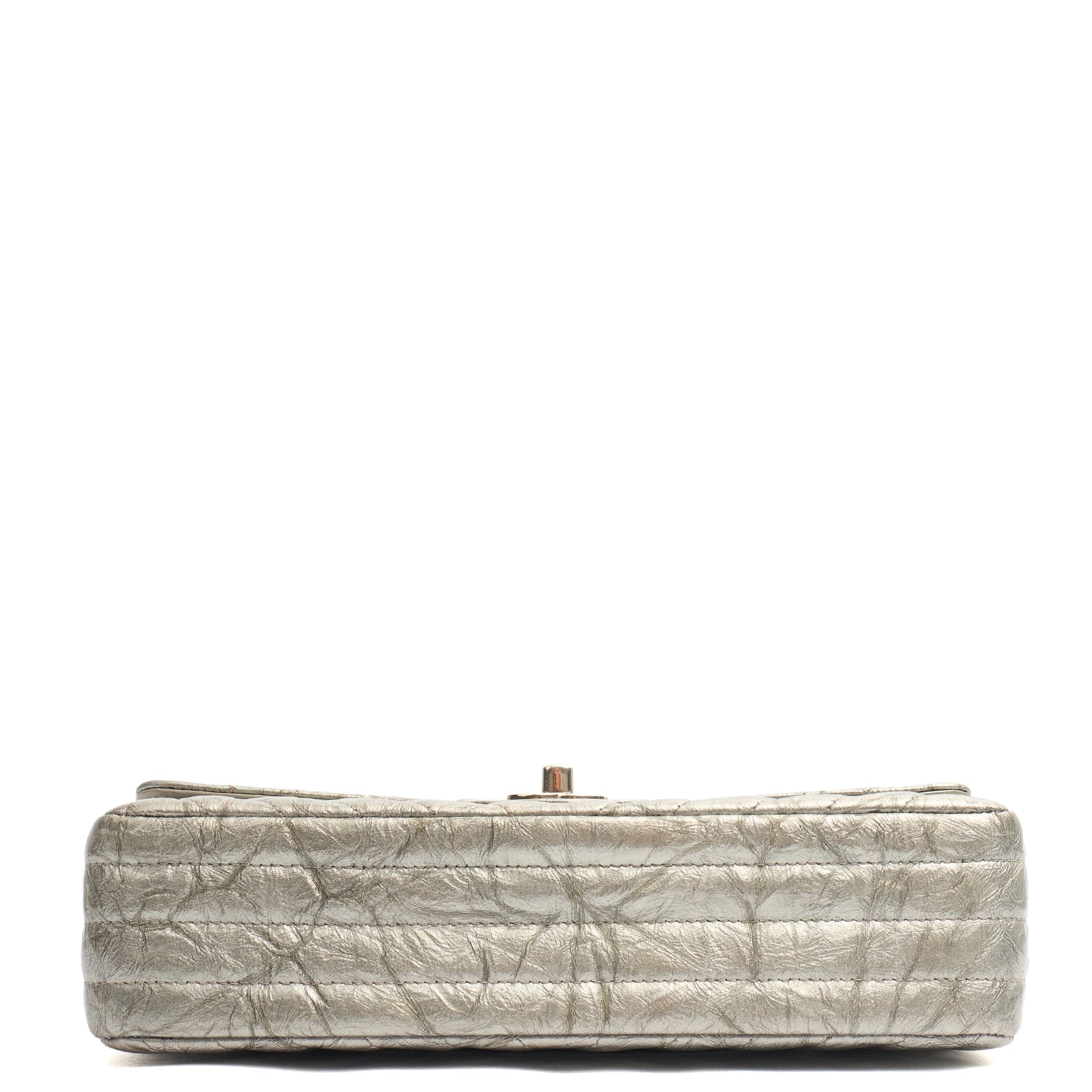 Chanel Shoulder Bag Classic Double Flap - Medium in Metallic, Patent Leather — Detail View