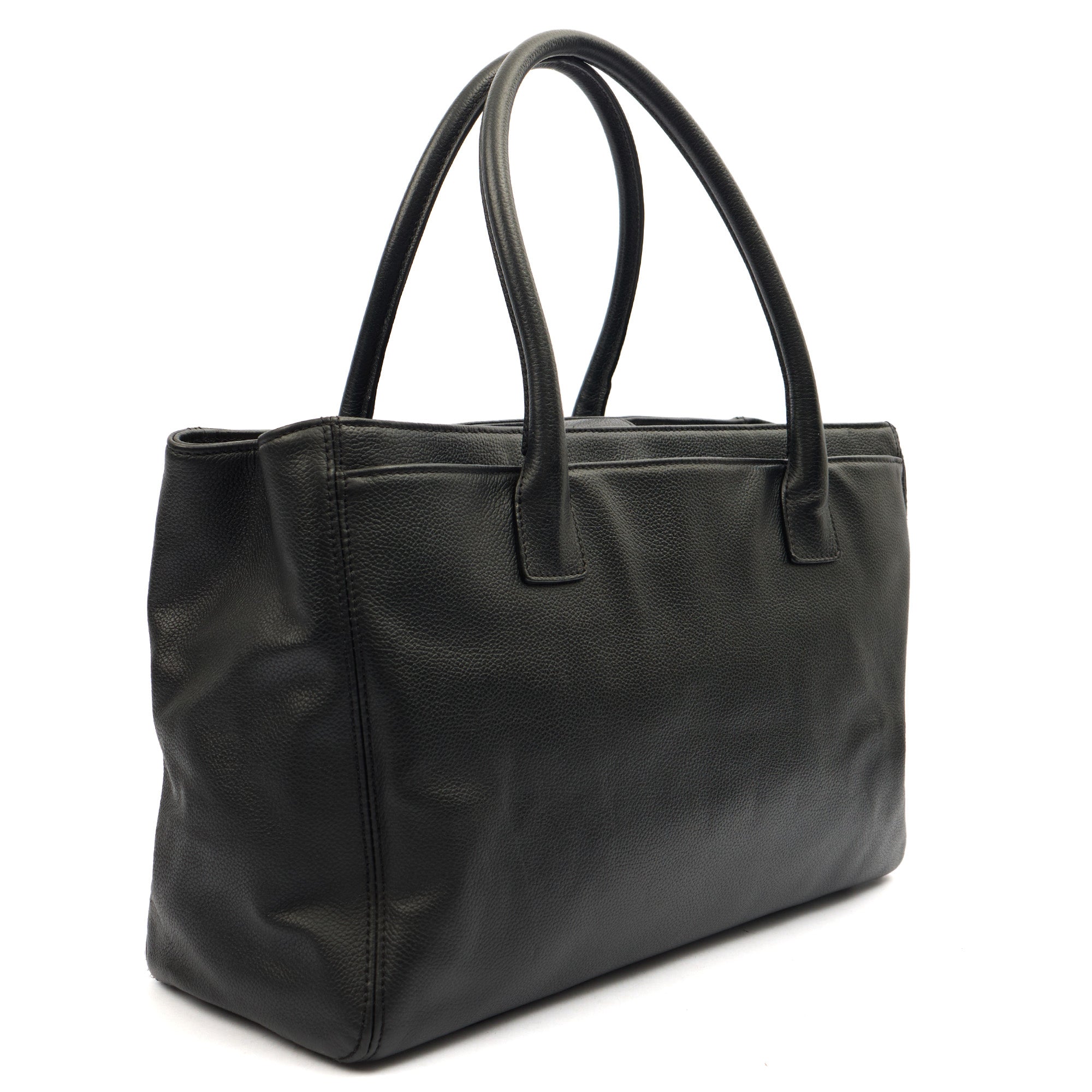 Chanel Tote Executive Shopper Tote in Black, Calfskin Leather — Side View