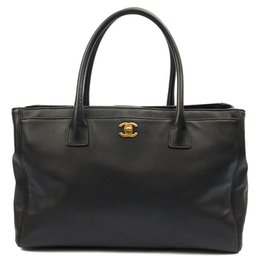 Chanel Tote Executive Shopper Tote in Black, Calfskin Leather — Front View