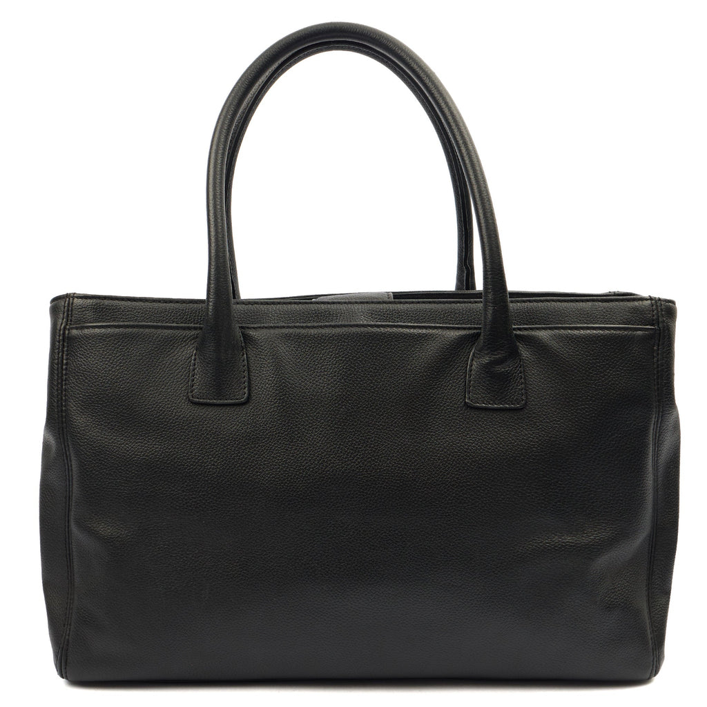 Chanel Tote Executive Shopper Tote in Black, Calfskin Leather — Back View