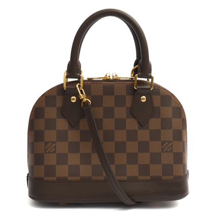 Louis Vuitton Top Handle Alma BB in Damier Ebene, Canvas — Back View