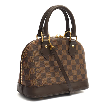 Louis Vuitton Top Handle Alma BB in Damier Ebene, Canvas — Top View