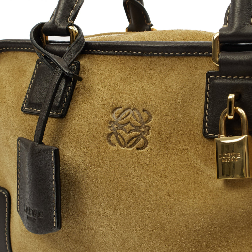 Loewe Top Handle Amazona 28 in Brown, Suede — Lifestyle View