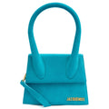 Jacquemus Top Handle Le Chiquito Moyen in Blue, Suede — Front View