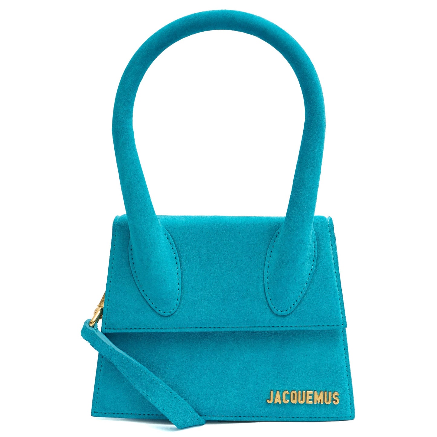 Jacquemus Top Handle Le Chiquito Moyen in Blue, Suede — Front View