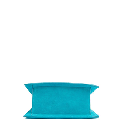 Jacquemus Top Handle Le Chiquito Moyen in Blue, Suede — Top View