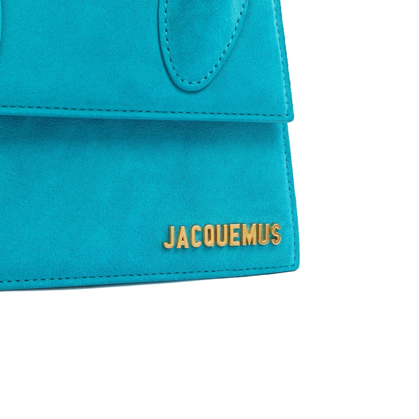 Jacquemus Top Handle Le Chiquito Moyen in Blue, Suede — Lifestyle View