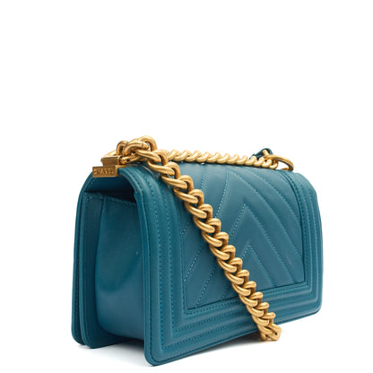 Chanel Shoulder Bag Boy - Small in Blue, Calfskin Leather — Alternate View 12