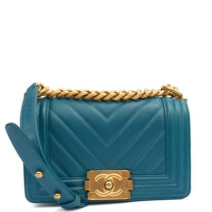Chanel Shoulder Bag Boy - Small in Blue, Calfskin Leather — Alternate View 21