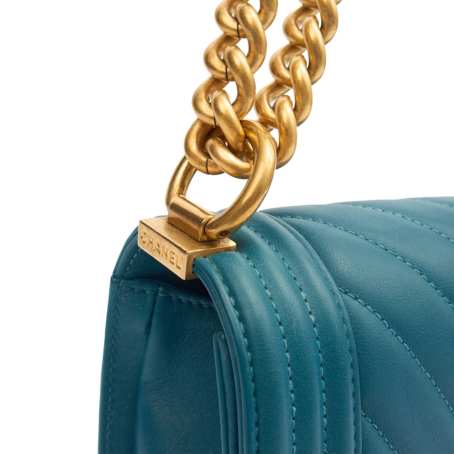 Chanel Shoulder Bag Boy - Small in Blue, Calfskin Leather — Alternate View 17