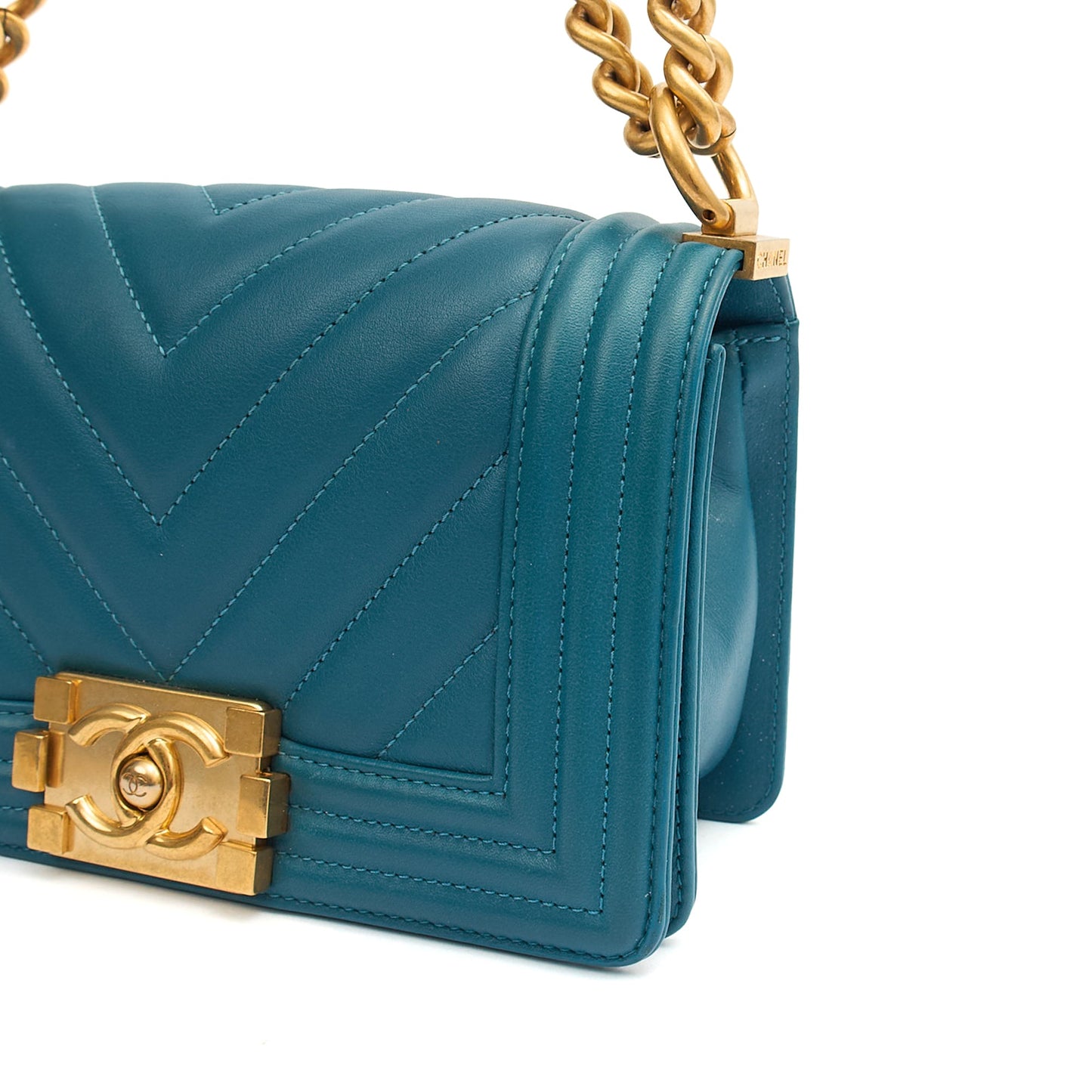 Chanel Shoulder Bag Boy - Small in Blue, Calfskin Leather — Alternate View 15
