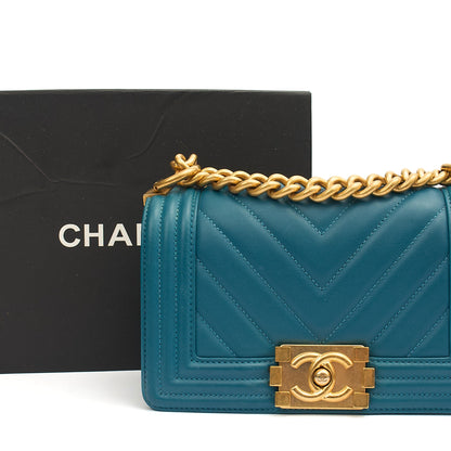 Chanel Shoulder Bag Boy - Small in Blue, Calfskin Leather — Alternate View 16