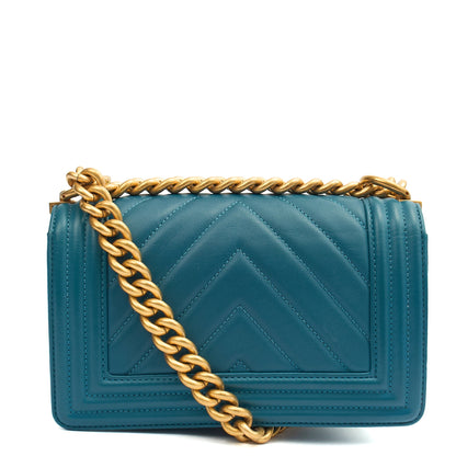 Chanel Shoulder Bag Boy - Small in Blue, Calfskin Leather — Alternate View 13