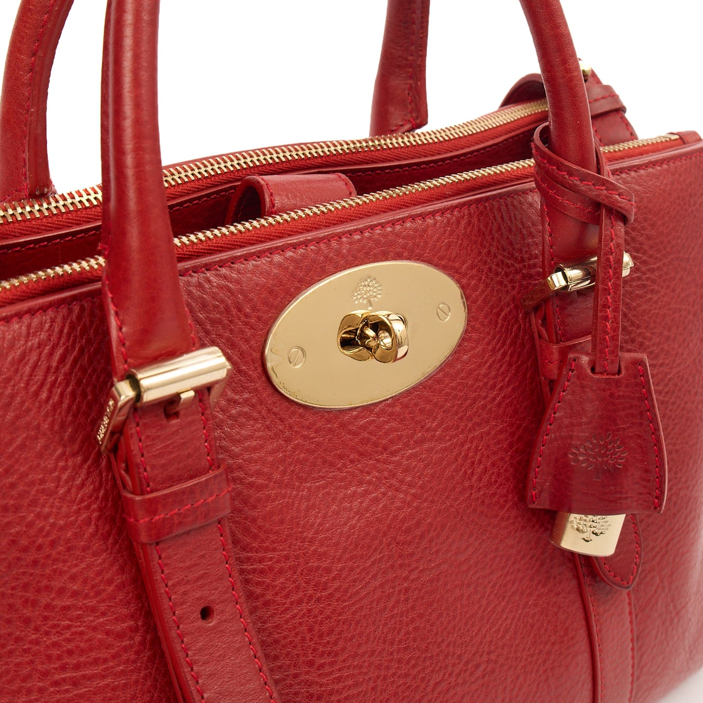 Mulberry Tote Bayswater Double Zip Tote - Small in Scarlett, Leather — Side View