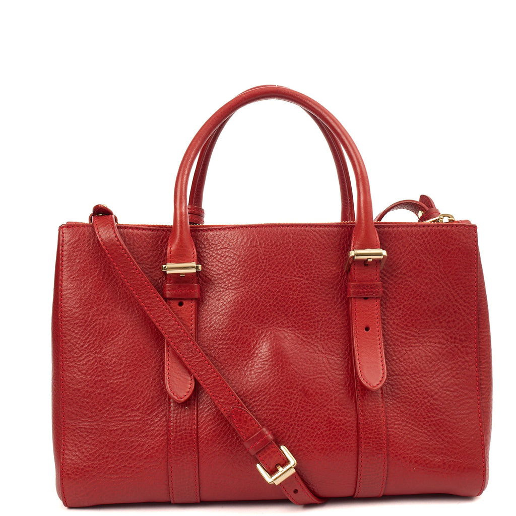 Mulberry Tote Bayswater Double Zip Tote - Small in Scarlett, Leather — Top View