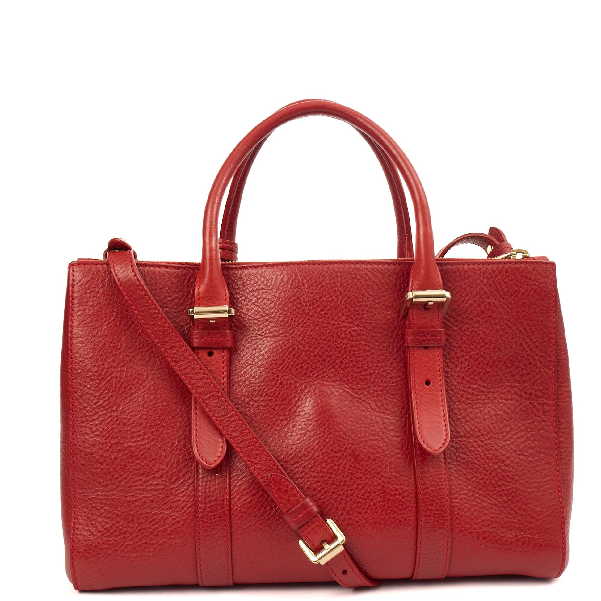Mulberry Tote Bayswater Double Zip Tote - Small in Scarlett, Leather — Top View