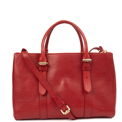 Mulberry Tote Bayswater Double Zip Tote - Small in Scarlett, Leather — Top View
