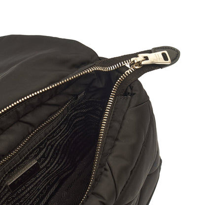 Prada Cross Body Padded Re-Nylon Shoulder Bag in Black, Nylon — Detail View