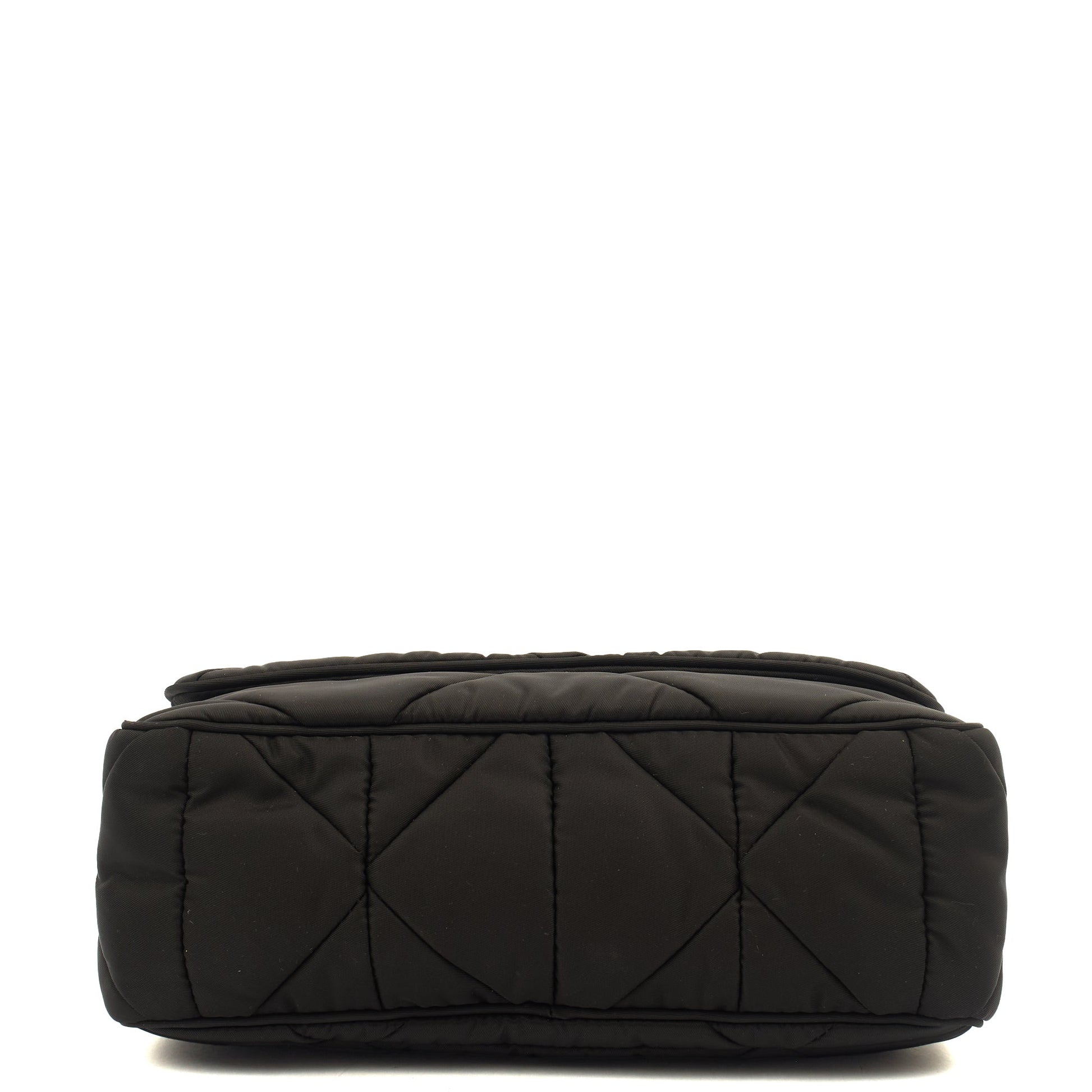 Prada Cross Body Padded Re-Nylon Shoulder Bag in Black, Nylon — Top View