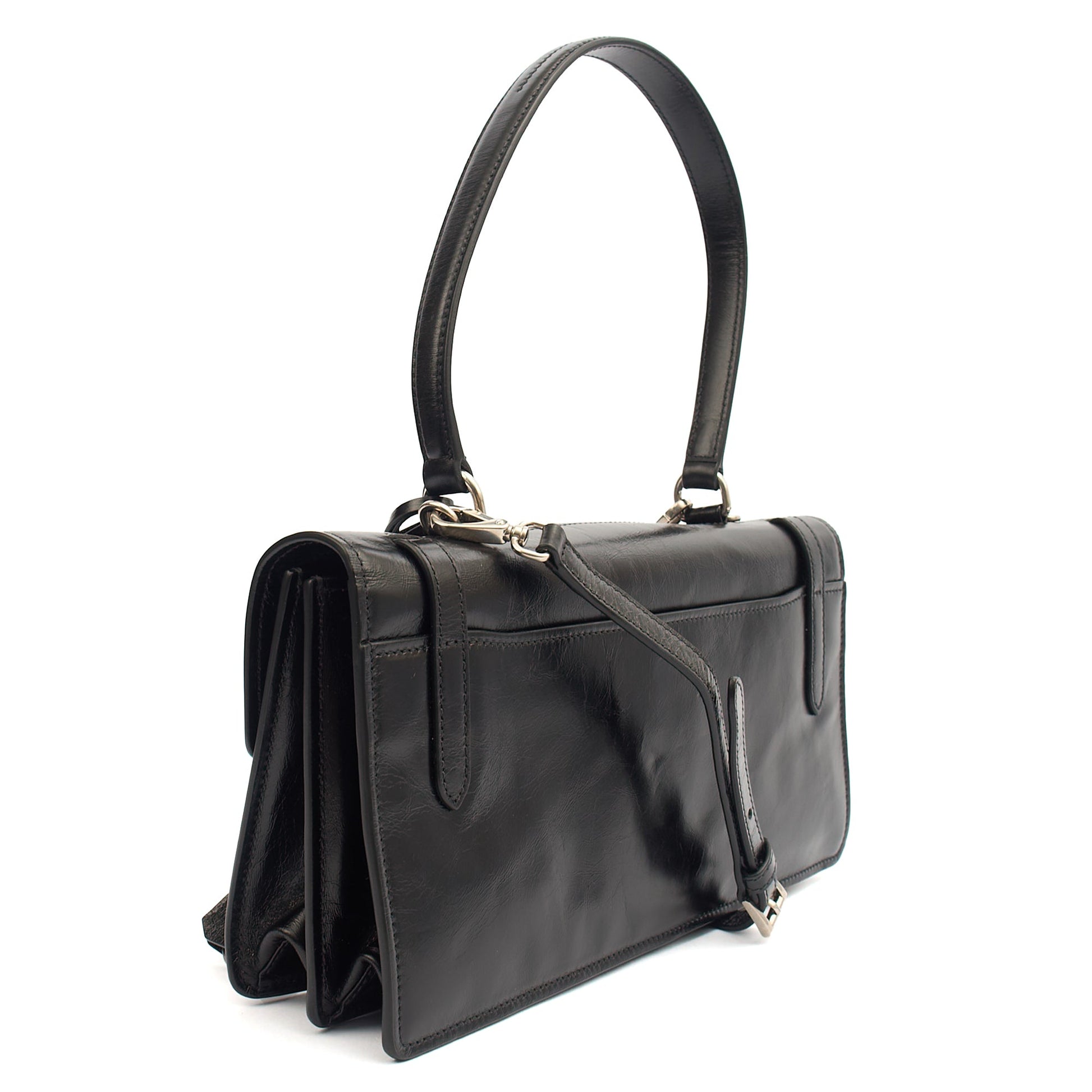 Prada Cross Body Saffiano Soft in Black, Leather — Side View