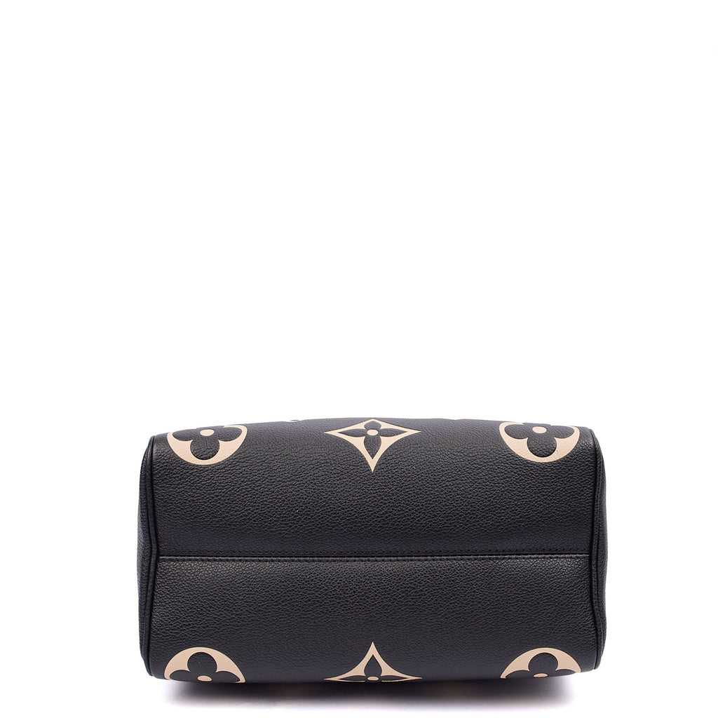 Louis Vuitton Top Handle Speedy Bandouliere 25 in Black, Empreinte Leather — Detail View