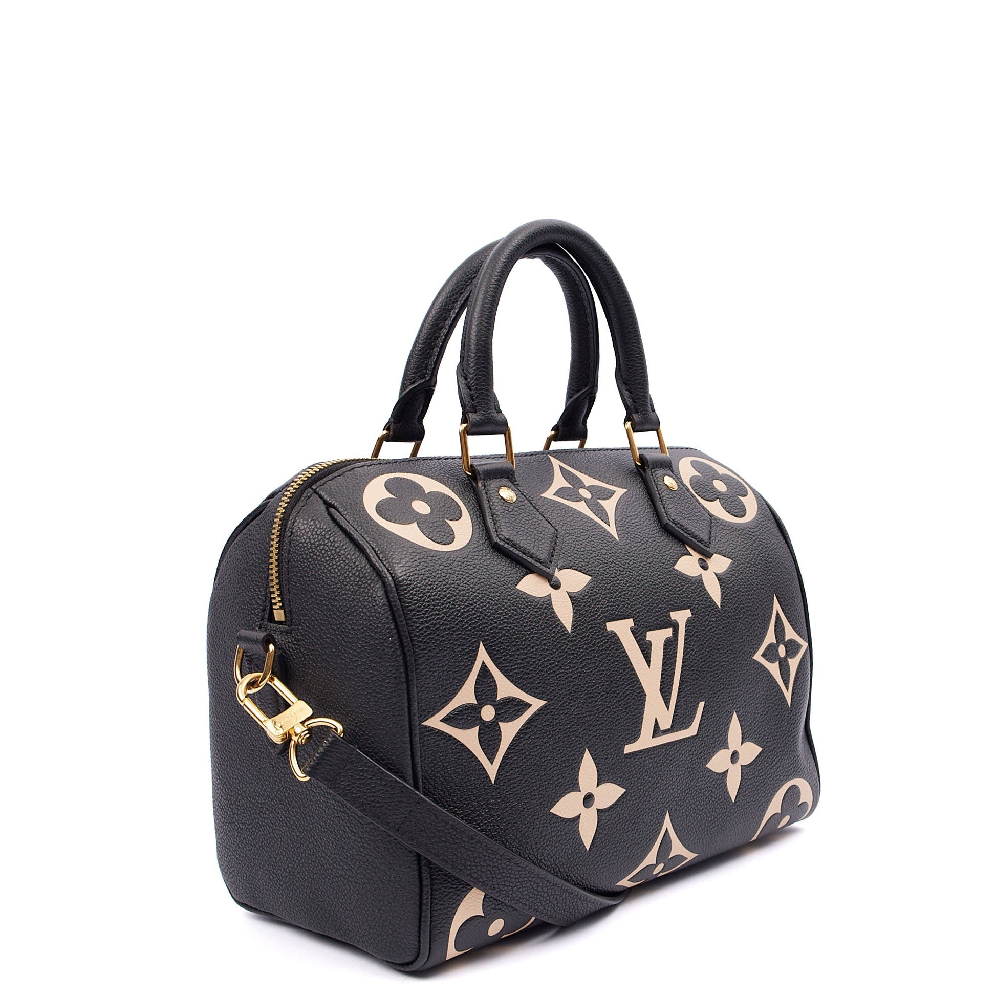 Louis Vuitton Top Handle Speedy Bandouliere 25 in Black, Empreinte Leather — Alternate View 9