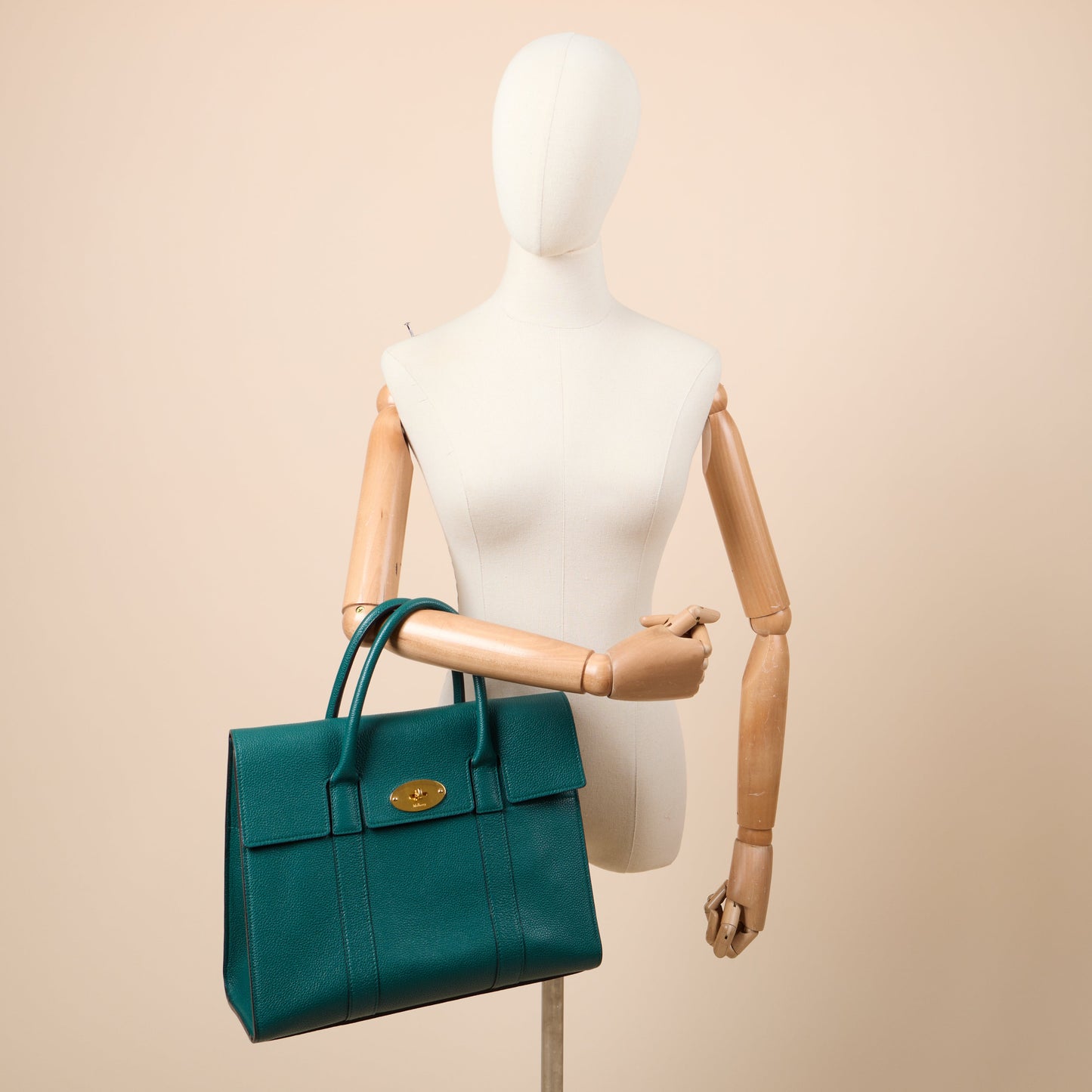Mulberry Tote Bayswater with Strap in Ocean Green, Calfskin Leather — Side View