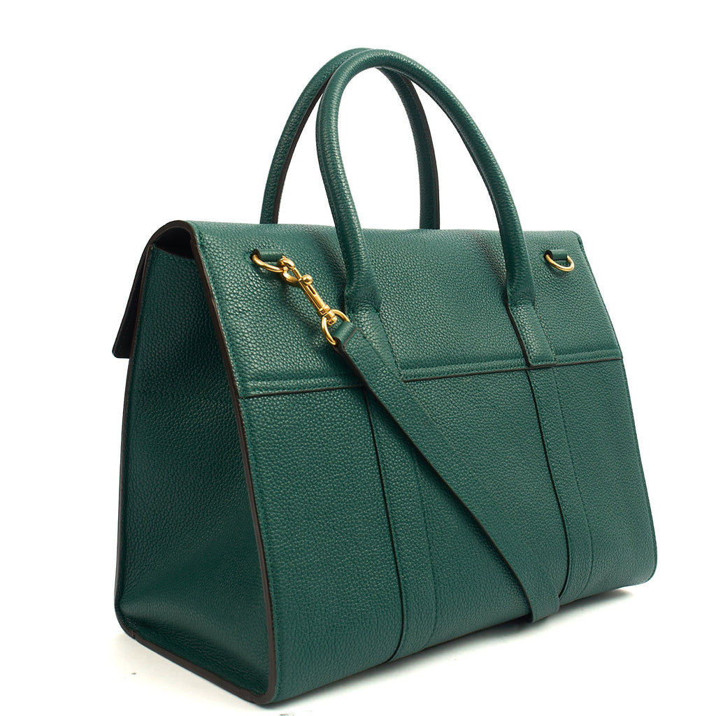 Mulberry Tote Bayswater with Strap in Ocean Green, Calfskin Leather — Back View