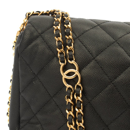 Chanel Cross Body Chain Around Flap in Black, Caviar Leather — Alternate View 8