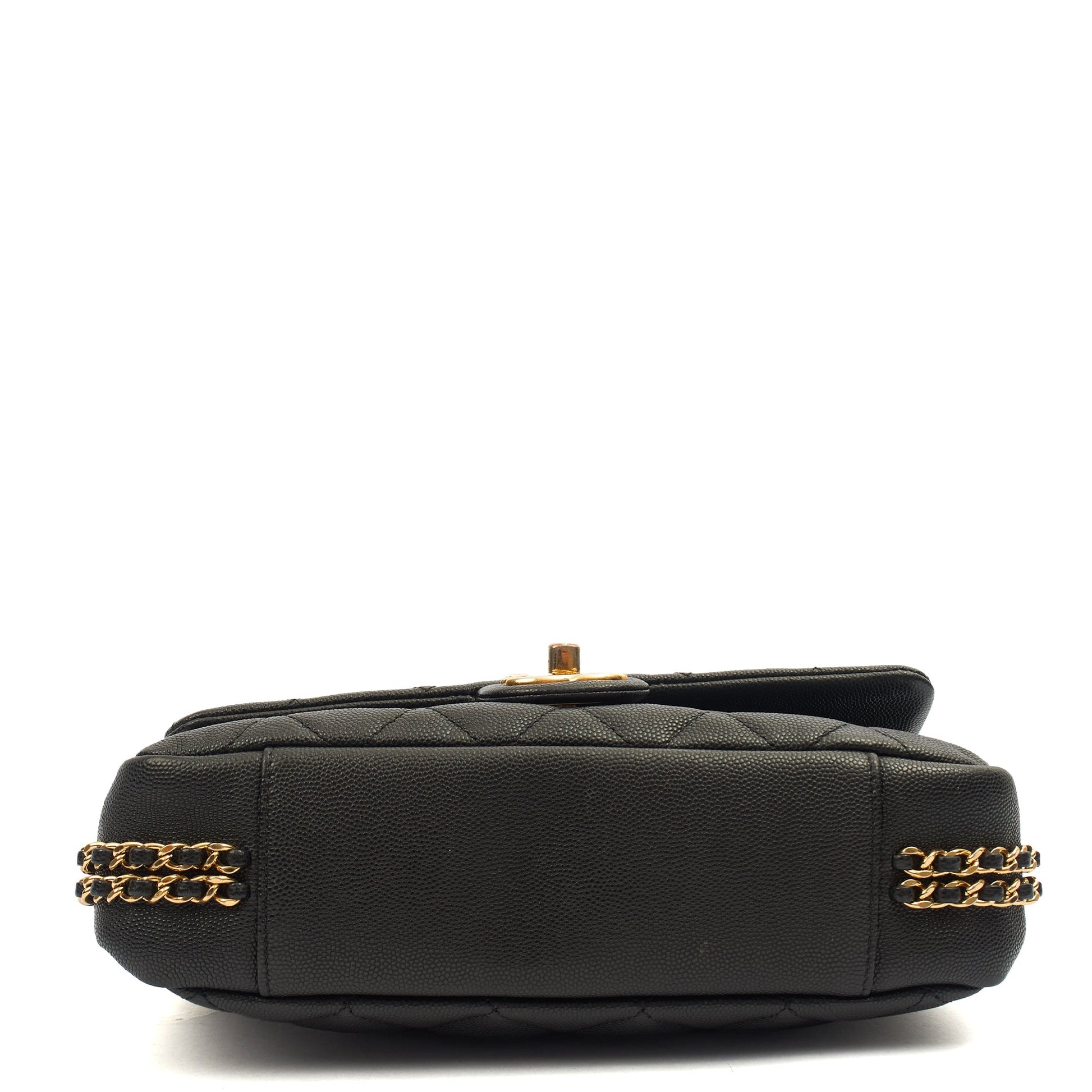 Chanel Cross Body Chain Around Flap in Black, Caviar Leather — Alternate View 14