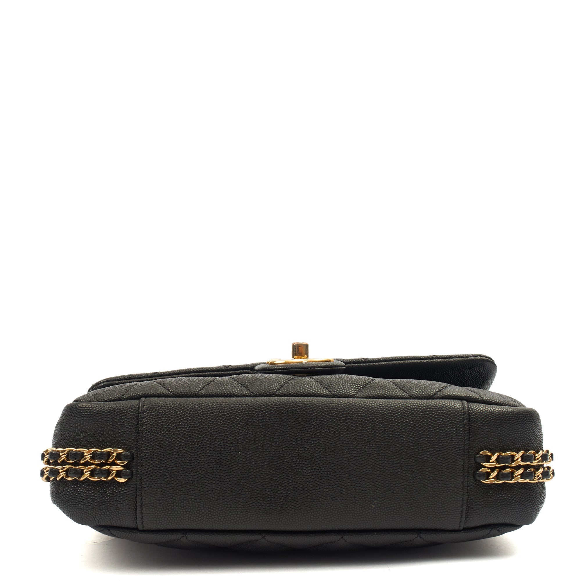 Chanel Cross Body Chain Around Flap in Black, Caviar Leather — Alternate View 14