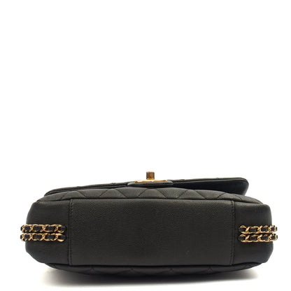Chanel Cross Body Chain Around Flap in Black, Caviar Leather — Alternate View 14