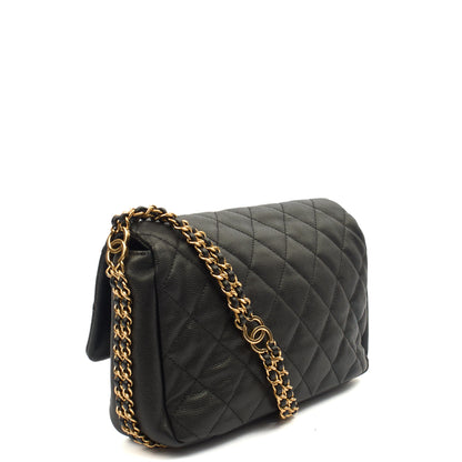 Chanel Cross Body Chain Around Flap in Black, Caviar Leather — Side View
