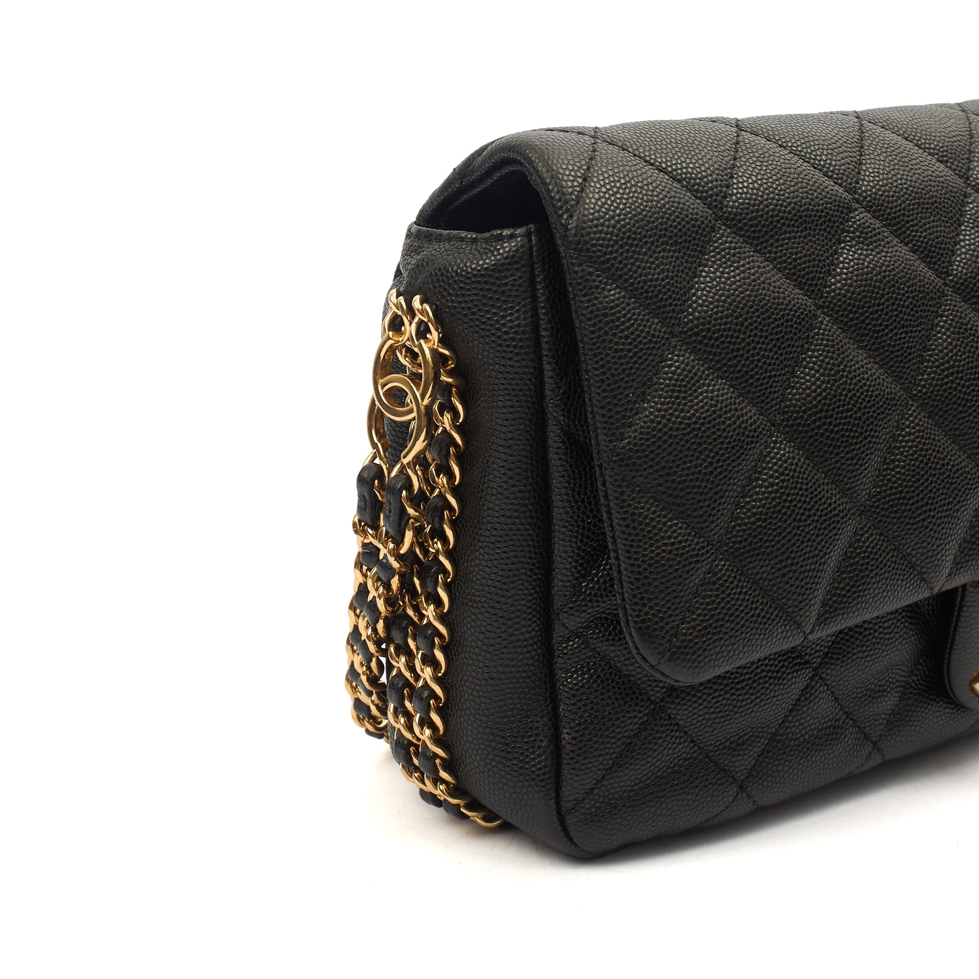 Chanel Cross Body Chain Around Flap in Black, Caviar Leather — Alternate View 7